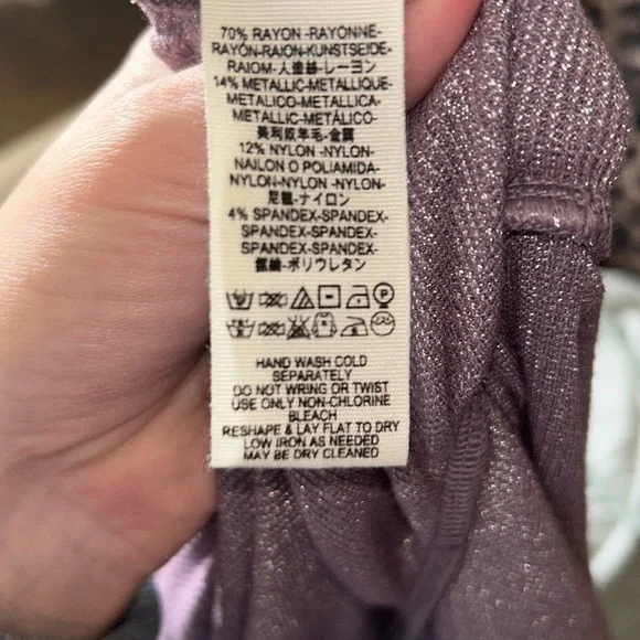 Free People Cowl Neck Shimmering Purple Long Sleeve Blouse size Small - Picture 8 of 14